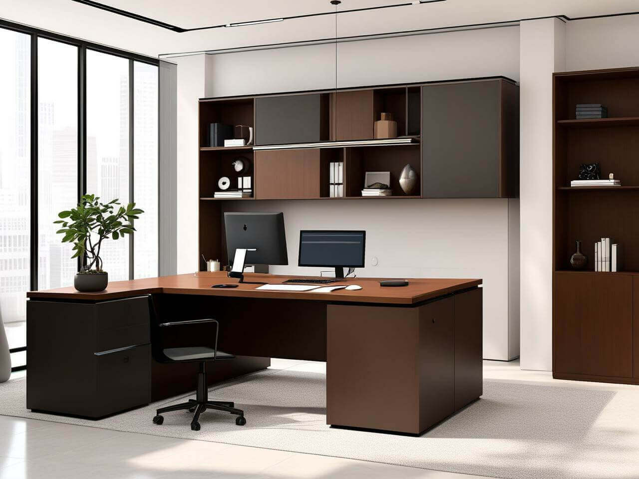 Office desk placement and workspace support for feng shui