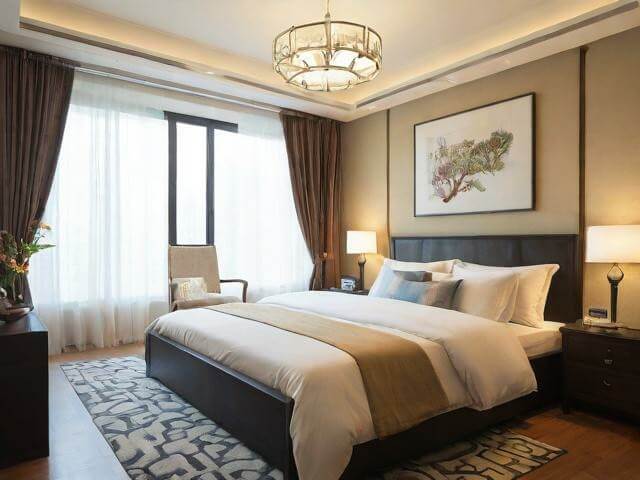 Bedroom bed placement example for practical feng shui